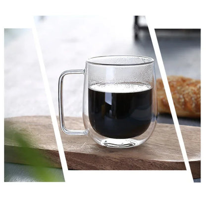 Double Wall Glass Coffee Mug with Handle
