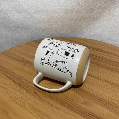 Ceramic Mug Vintage Cartoon Animal Kitten