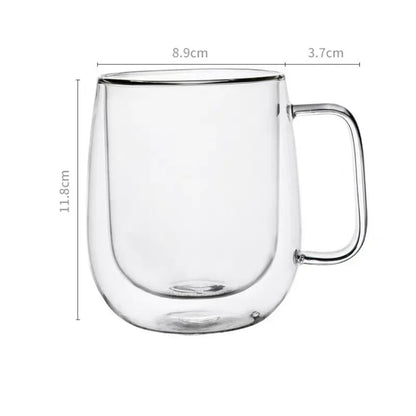 Double Wall Glass Coffee Mug with Handle
