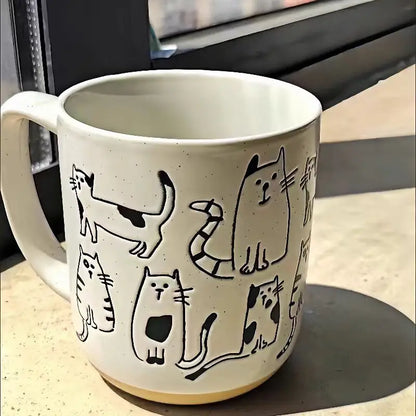 Ceramic Mug Vintage Cartoon Animal Kitten