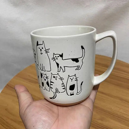 Ceramic Mug Vintage Cartoon Animal Kitten