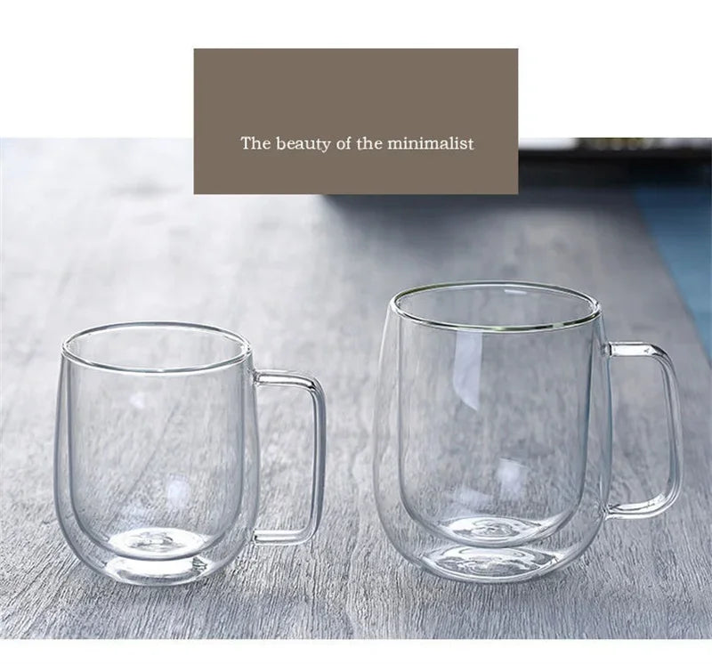 Double Wall Glass Coffee Mug with Handle