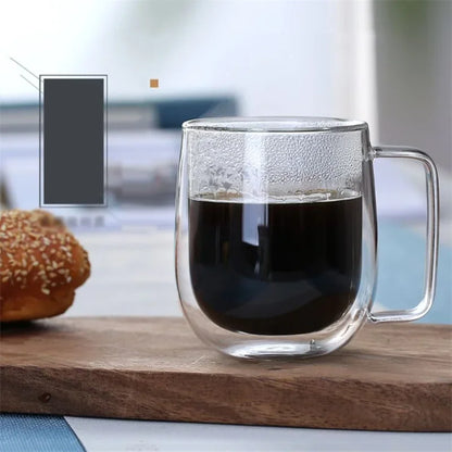 Double Wall Glass Coffee Mug with Handle