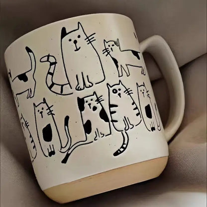 Ceramic Mug Vintage Cartoon Animal Kitten