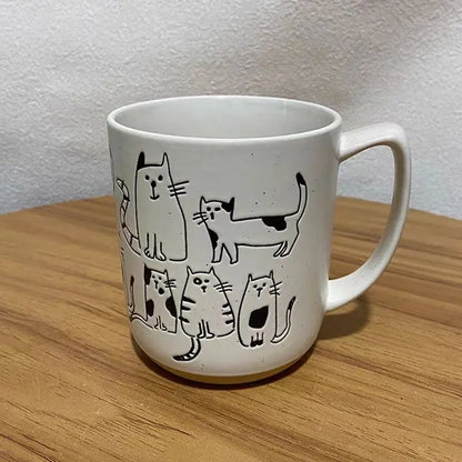 Ceramic Mug Vintage Cartoon Animal Kitten