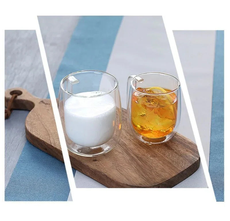 Double Wall Glass Coffee Mug with Handle