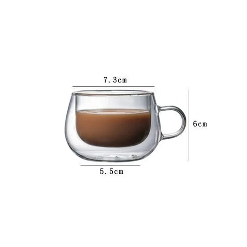 Double Wall Glass Coffee Mug with Handle