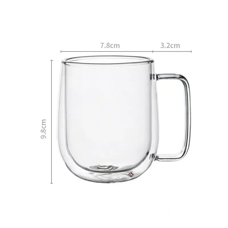 Double Wall Glass Coffee Mug with Handle