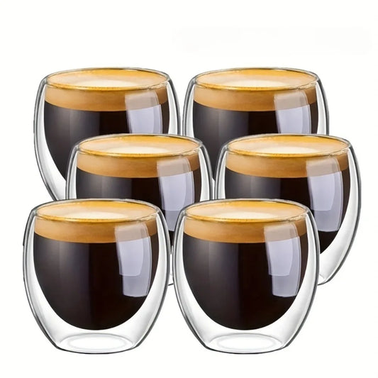 Double Walled Glass Mugs Set of 6