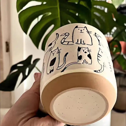 Ceramic Mug Vintage Cartoon Animal Kitten
