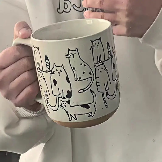 Ceramic Mug Vintage Cartoon Animal Kitten