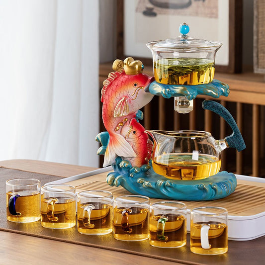 Stylish Fish-Design Glass Teapot Set